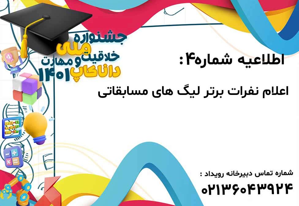 اعلام نتایج جشنواره ملی خلاقیت و مهارت داناکاپ ۱۴۰۱